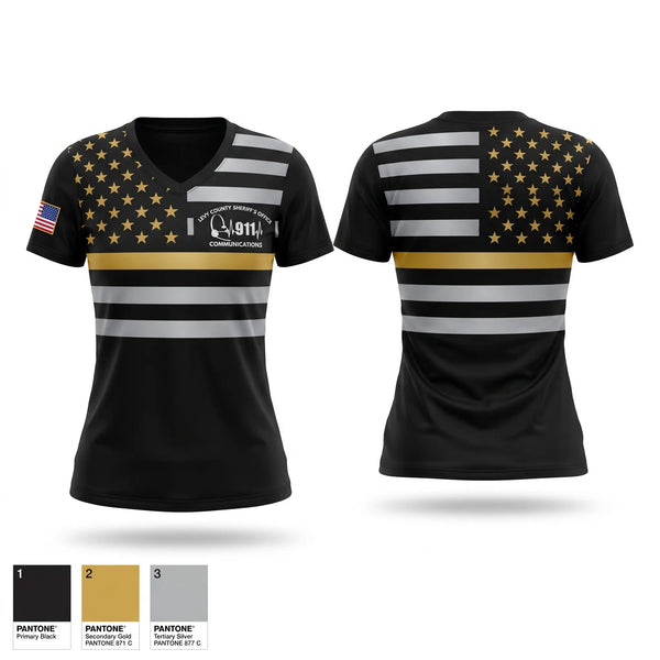 Womens Short Sleeve Vneck Shirt, LEVY COUNTY SHERIFF'S OFFICE 911 COMMUNICATIONS DIVISION, Police, Teamtime, Team time, sublimation, custom sports apparel, team uniforms, spirit wear, spiritwear, sports uniforms, custom shirts, team store, custom team store, fundraiser sports, apparel fundraiser
