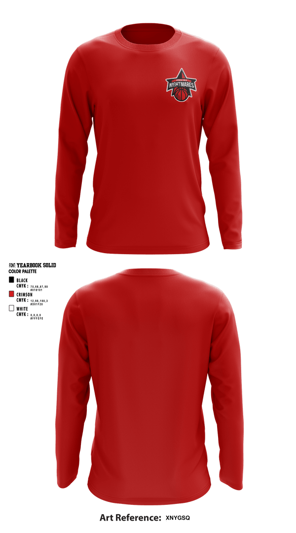 Long Sleeve Performance Shirt, Springfield nightmares, Men's Basketball, Teamtime, Team time, sublimation, custom sports apparel, team uniforms, spirit wear, spiritwear, sports uniforms, custom shirts, team store, custom team store, fundraiser sports, apparel fundraiser