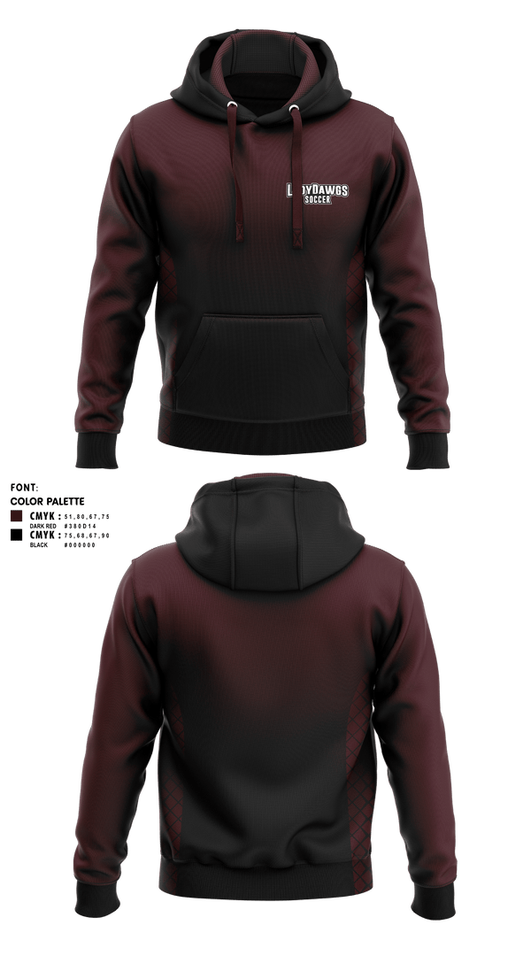 Hoodie, LadyDawgs, Women's Soccer, Teamtime, Team time, sublimation, custom sports apparel, team uniforms, spirit wear, spiritwear, sports uniforms, custom shirts, team store, custom team store, fundraiser sports, apparel fundraiser