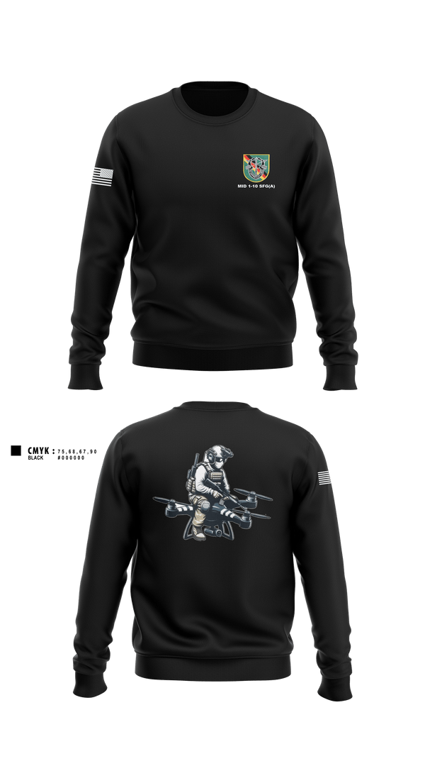 Crew Neck Sweatshirt, Military Intelligence Detachment 1st Battalion 10th Special Forces Group (Airborne), Army, Teamtime, Team time, sublimation, custom sports apparel, team uniforms, spirit wear, spiritwear, sports uniforms, custom shirts, team store, custom team store, fundraiser sports, apparel fundraiser