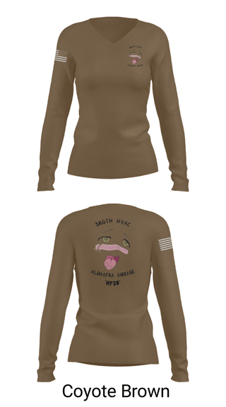 Women's Long Sleeve Vneck Shirt, 380th HVAC, , Teamtime, Team time, sublimation, custom sports apparel, team uniforms, spirit wear, spiritwear, sports uniforms, custom shirts, team store, custom team store, fundraiser sports, apparel fundraiser