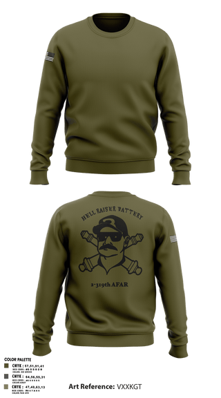 Crew Neck Sweatshirt, HHB 2-319 AFAR, Army, Teamtime, Team time, sublimation, custom sports apparel, team uniforms, spirit wear, spiritwear, sports uniforms, custom shirts, team store, custom team store, fundraiser sports, apparel fundraiser