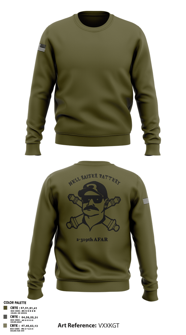 Crew Neck Sweatshirt, HHB 2-319 AFAR, Army, Teamtime, Team time, sublimation, custom sports apparel, team uniforms, spirit wear, spiritwear, sports uniforms, custom shirts, team store, custom team store, fundraiser sports, apparel fundraiser