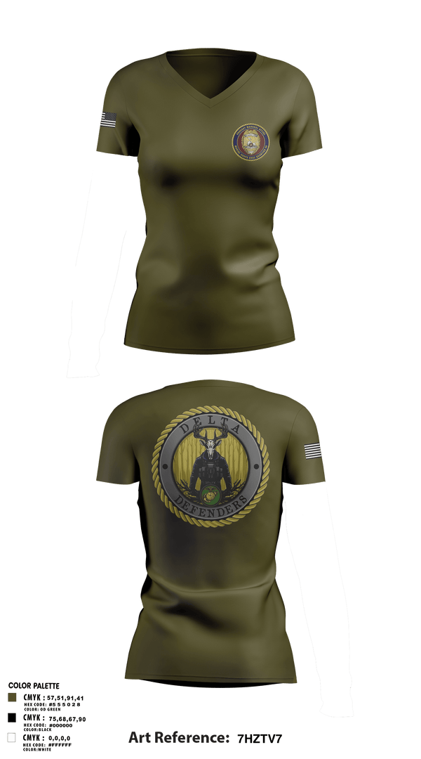 Women's Short Sleeve Vneck Shirt, PMO Delta, Marines, Teamtime, Team time, sublimation, custom sports apparel, team uniforms, spirit wear, spiritwear, sports uniforms, custom shirts, team store, custom team store, fundraiser sports, apparel fundraiser