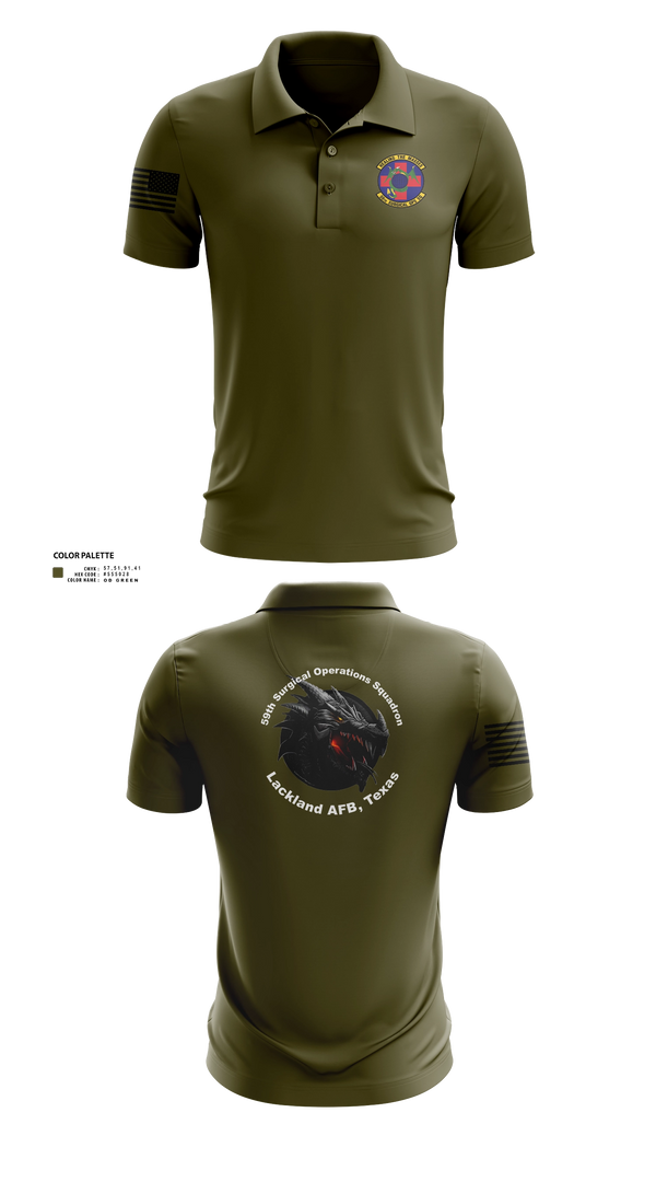 Short Sleeve Performance Polo, 59th Surgical Operations Squadron, Air Force, Teamtime, Team time, sublimation, custom sports apparel, team uniforms, spirit wear, spiritwear, sports uniforms, custom shirts, team store, custom team store, fundraiser sports, apparel fundraiser
