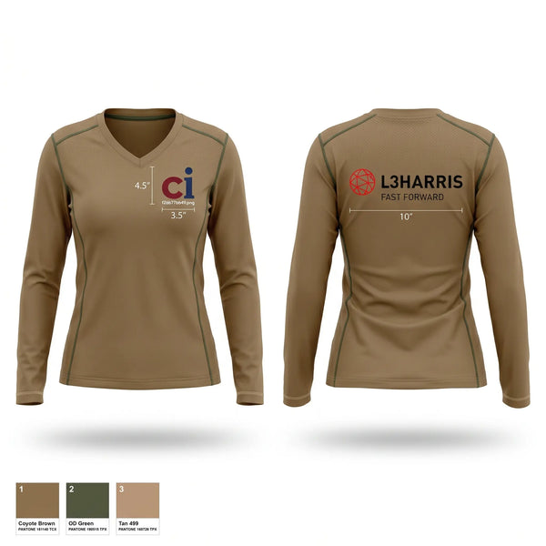 Womens Long Sleeve Vneck Shirt, Communications International, , Teamtime, Team time, sublimation, custom sports apparel, team uniforms, spirit wear, spiritwear, sports uniforms, custom shirts, team store, custom team store, fundraiser sports, apparel fundraiser