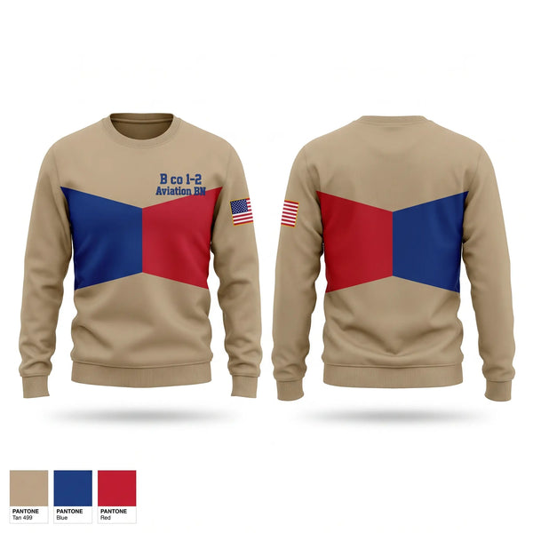 Crew Neck Sweatshirt, B co 12 Aviation BN, Army, Teamtime, Team time, sublimation, custom sports apparel, team uniforms, spirit wear, spiritwear, sports uniforms, custom shirts, team store, custom team store, fundraiser sports, apparel fundraiser
