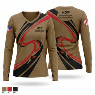 Womens Long Sleeve Vneck Shirt, H2F, 2nd Mobile Brigade, 25th Infantry Division, Army, Teamtime, Team time, sublimation, custom sports apparel, team uniforms, spirit wear, spiritwear, sports uniforms, custom shirts, team store, custom team store, fundraiser sports, apparel fundraiser