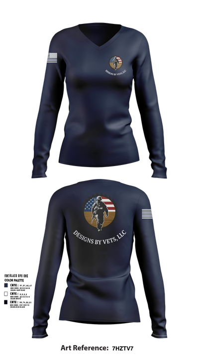 Designs By Vets 85600951 Women's Long Sleeve V-neck Shirt - 102
