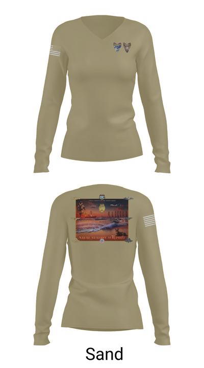 NAVSTA MAYPORT SECURITY 9551014 Women's Long Sleeve V-neck Shirt - 92