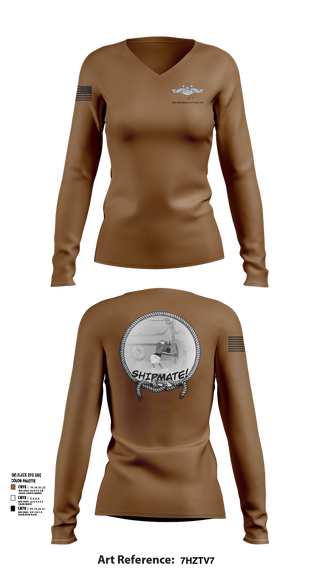 Womens Long Sleeve Vneck Shirt, USS Jefferson City FCPOA, Navy, Teamtime, Team time, sublimation, custom sports apparel, team uniforms, spirit wear, spiritwear, sports uniforms, custom shirts, team store, custom team store, fundraiser sports, apparel fundraiser