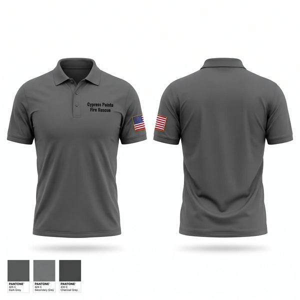 Short Sleeve Performance Polo, Cypress Pointe Fire & Rescue, Fire Department, Teamtime, Team time, sublimation, custom sports apparel, team uniforms, spirit wear, spiritwear, sports uniforms, custom shirts, team store, custom team store, fundraiser sports, apparel fundraiser