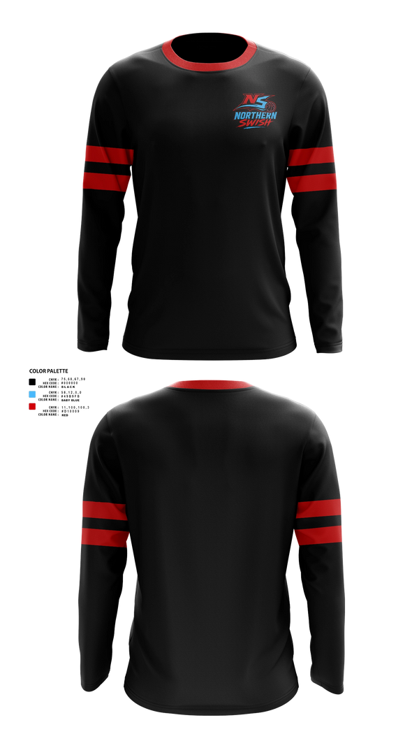 Long Sleeve Performance Shirt, NORTHERN SWISH, Men's Basketball, Teamtime, Team time, sublimation, custom sports apparel, team uniforms, spirit wear, spiritwear, sports uniforms, custom shirts, team store, custom team store, fundraiser sports, apparel fundraiser