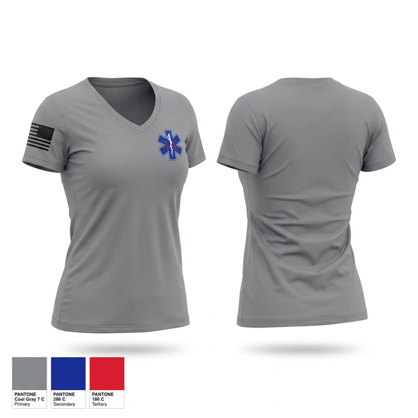 Womens Short Sleeve Vneck Shirt, Nicholas County EMS, EMS/EMT, Teamtime, Team time, sublimation, custom sports apparel, team uniforms, spirit wear, spiritwear, sports uniforms, custom shirts, team store, custom team store, fundraiser sports, apparel fundraiser