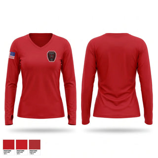 Womens Long Sleeve Vneck Shirt, Cygnet Fire Department, Fire Department, Teamtime, Team time, sublimation, custom sports apparel, team uniforms, spirit wear, spiritwear, sports uniforms, custom shirts, team store, custom team store, fundraiser sports, apparel fundraiser