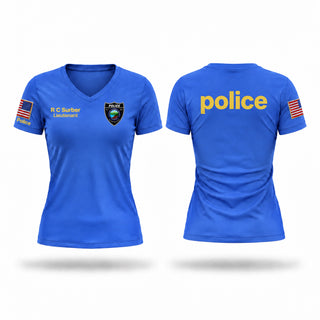 Womens Short Sleeve Vneck Shirt, Rocky Top Police Department, Police, Teamtime, Team time, sublimation, custom sports apparel, team uniforms, spirit wear, spiritwear, sports uniforms, custom shirts, team store, custom team store, fundraiser sports, apparel fundraiser