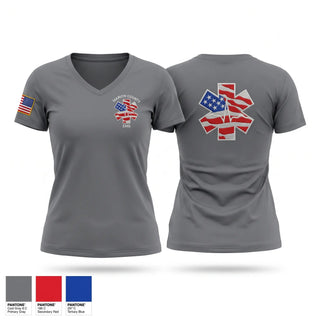 Womens Short Sleeve Vneck Shirt, Marion County EMS, EMS/EMT, Teamtime, Team time, sublimation, custom sports apparel, team uniforms, spirit wear, spiritwear, sports uniforms, custom shirts, team store, custom team store, fundraiser sports, apparel fundraiser