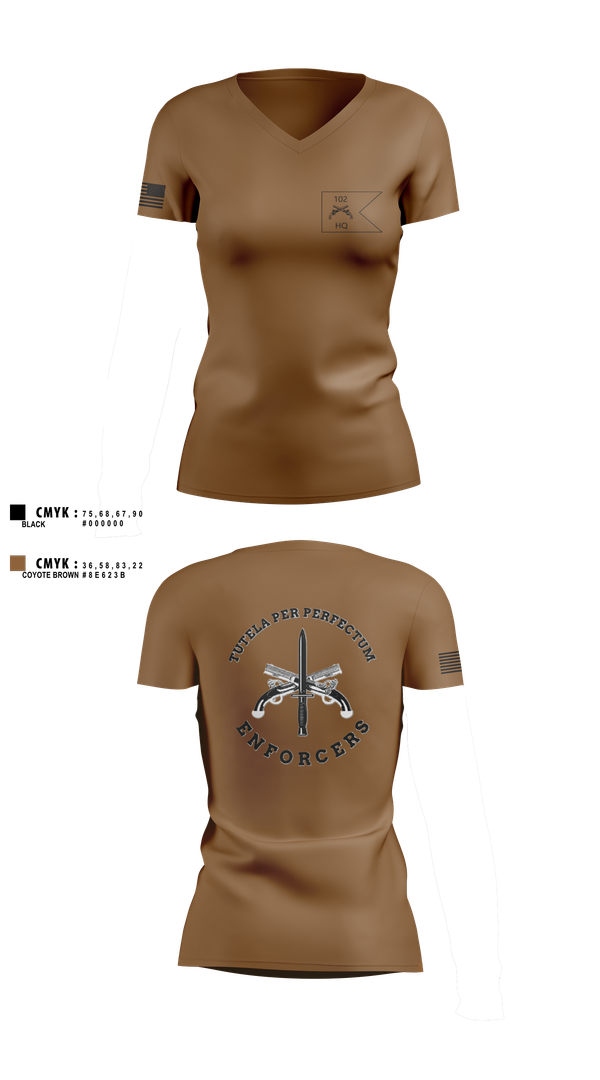 Womens Short Sleeve Vneck Shirt, HHC, 102d MP BN, National Guard, Teamtime, Team time, sublimation, custom sports apparel, team uniforms, spirit wear, spiritwear, sports uniforms, custom shirts, team store, custom team store, fundraiser sports, apparel fundraiser