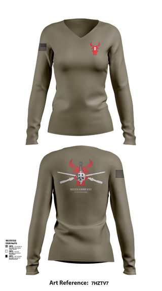 Womens Long Sleeve Vneck Shirt, D Co 1-133 IN, , Teamtime, Team time, sublimation, custom sports apparel, team uniforms, spirit wear, spiritwear, sports uniforms, custom shirts, team store, custom team store, fundraiser sports, apparel fundraiser