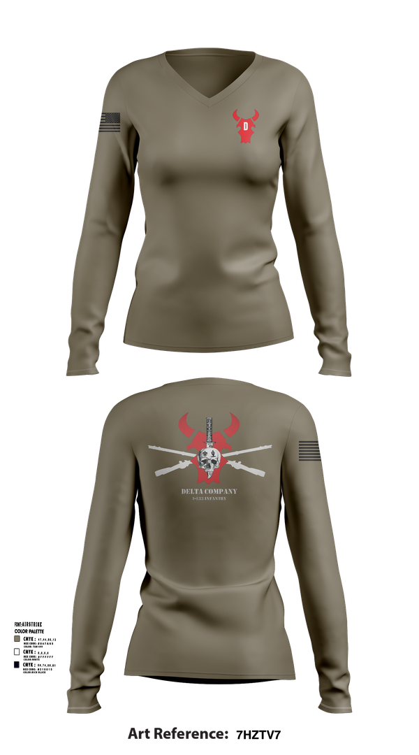 Womens Long Sleeve Vneck Shirt, D Co 1-133 IN, , Teamtime, Team time, sublimation, custom sports apparel, team uniforms, spirit wear, spiritwear, sports uniforms, custom shirts, team store, custom team store, fundraiser sports, apparel fundraiser