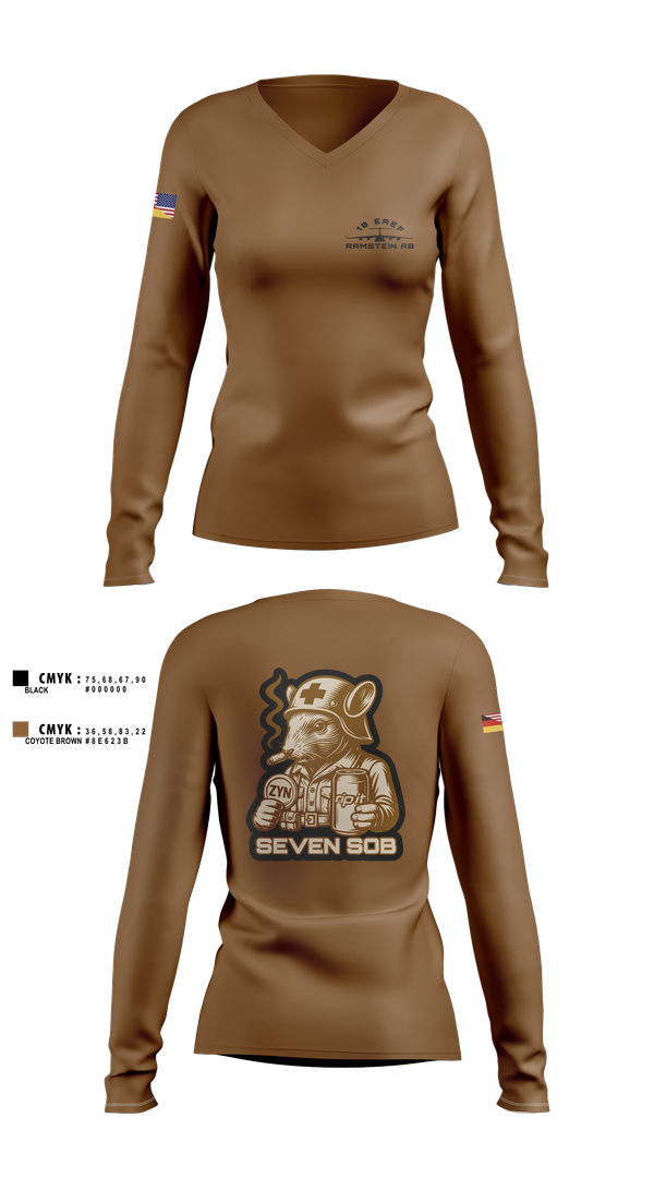 Womens Long Sleeve Vneck Shirt, 10 EAEF Bronze Crew, , Teamtime, Team time, sublimation, custom sports apparel, team uniforms, spirit wear, spiritwear, sports uniforms, custom shirts, team store, custom team store, fundraiser sports, apparel fundraiser