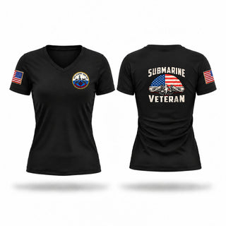 Womens Short Sleeve Vneck Shirt, USS ALBANY SSN753, Navy, Teamtime, Team time, sublimation, custom sports apparel, team uniforms, spirit wear, spiritwear, sports uniforms, custom shirts, team store, custom team store, fundraiser sports, apparel fundraiser