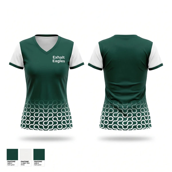 Womens Short Sleeve Vneck Shirt, Exhalt Eagles, Cheer, Teamtime, Team time, sublimation, custom sports apparel, team uniforms, spirit wear, spiritwear, sports uniforms, custom shirts, team store, custom team store, fundraiser sports, apparel fundraiser