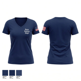 Womens Short Sleeve Vneck Shirt, Peru Police Dept, Police, Teamtime, Team time, sublimation, custom sports apparel, team uniforms, spirit wear, spiritwear, sports uniforms, custom shirts, team store, custom team store, fundraiser sports, apparel fundraiser