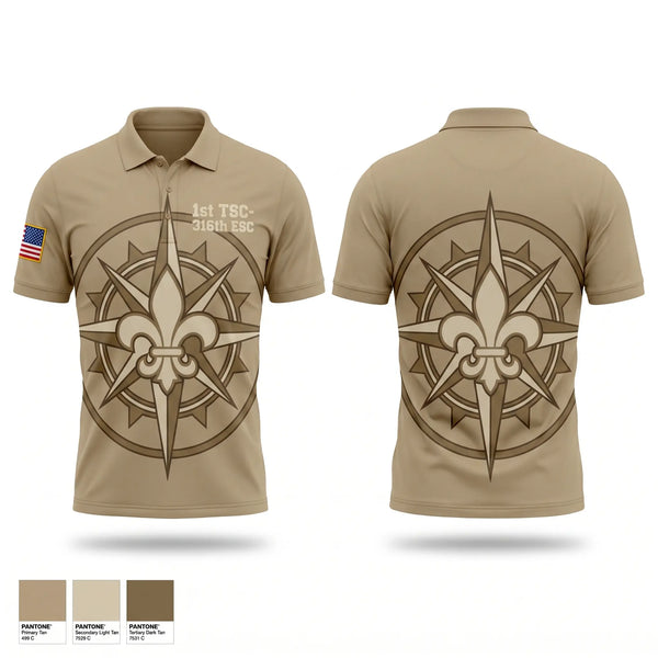 Short Sleeve Performance Polo, 1st TSC/316th ESC, Army, Teamtime, Team time, sublimation, custom sports apparel, team uniforms, spirit wear, spiritwear, sports uniforms, custom shirts, team store, custom team store, fundraiser sports, apparel fundraiser