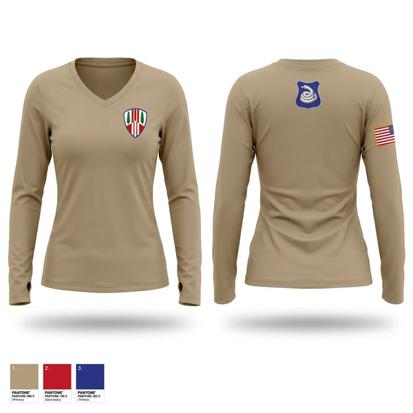 Womens Long Sleeve Vneck Shirt, 1569th MTC, National Guard, Teamtime, Team time, sublimation, custom sports apparel, team uniforms, spirit wear, spiritwear, sports uniforms, custom shirts, team store, custom team store, fundraiser sports, apparel fundraiser