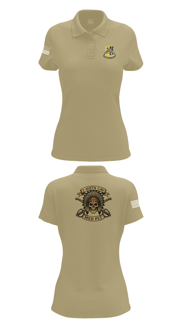 Womens Short Sleeve Performance Polo, 1-105th cavalry, Army, Teamtime, Team time, sublimation, custom sports apparel, team uniforms, spirit wear, spiritwear, sports uniforms, custom shirts, team store, custom team store, fundraiser sports, apparel fundraiser