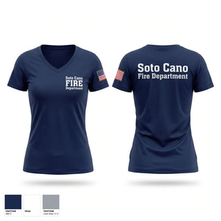 Womens Short Sleeve Vneck Shirt, Soto Cano Fire Department, Fire Department, Teamtime, Team time, sublimation, custom sports apparel, team uniforms, spirit wear, spiritwear, sports uniforms, custom shirts, team store, custom team store, fundraiser sports, apparel fundraiser