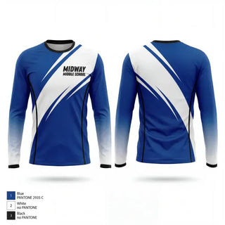 Long Sleeve Performance Shirt, Midway Middle School, Cheer, Teamtime, Team time, sublimation, custom sports apparel, team uniforms, spirit wear, spiritwear, sports uniforms, custom shirts, team store, custom team store, fundraiser sports, apparel fundraiser