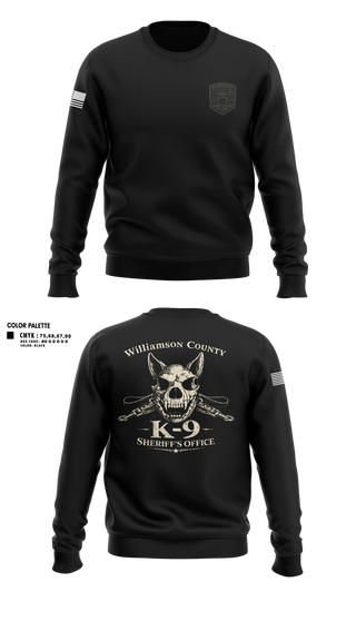 Crew Neck Sweatshirt, Williamson County K-9 Unit, Police, Teamtime, Team time, sublimation, custom sports apparel, team uniforms, spirit wear, spiritwear, sports uniforms, custom shirts, team store, custom team store, fundraiser sports, apparel fundraiser
