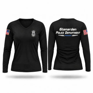 Womens Long Sleeve Vneck Shirt, Glenarden police, Police, Teamtime, Team time, sublimation, custom sports apparel, team uniforms, spirit wear, spiritwear, sports uniforms, custom shirts, team store, custom team store, fundraiser sports, apparel fundraiser