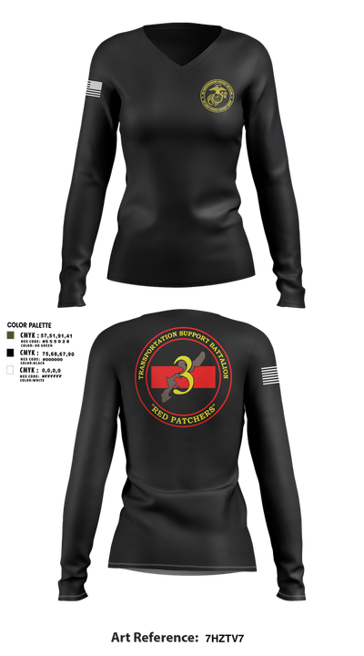 3rd TSB 79006876 Women's Long Sleeve V-neck Shirt - 3