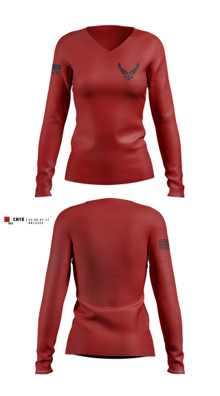 Womens Long Sleeve Vneck Shirt, Ga-931, Air Force, Teamtime, Team time, sublimation, custom sports apparel, team uniforms, spirit wear, spiritwear, sports uniforms, custom shirts, team store, custom team store, fundraiser sports, apparel fundraiser