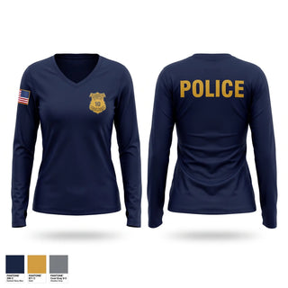 Womens Long Sleeve Vneck Shirt, Contraband interdiction, Police, Teamtime, Team time, sublimation, custom sports apparel, team uniforms, spirit wear, spiritwear, sports uniforms, custom shirts, team store, custom team store, fundraiser sports, apparel fundraiser