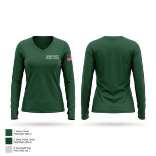 Womens Long Sleeve Vneck Shirt, Taylor County Sheriff’s Office, Police, Teamtime, Team time, sublimation, custom sports apparel, team uniforms, spirit wear, spiritwear, sports uniforms, custom shirts, team store, custom team store, fundraiser sports, apparel fundraiser