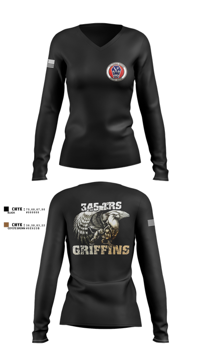 345th TRS 44562231 Women's Long Sleeve V-neck Shirt - 1
