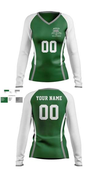 Women's Long Sleeve Vneck Shirt, Burley High School Volleyball, Women's Volleyball, Teamtime, Team time, sublimation, custom sports apparel, team uniforms, spirit wear, spiritwear, sports uniforms, custom shirts, team store, custom team store, fundraiser sports, apparel fundraiser