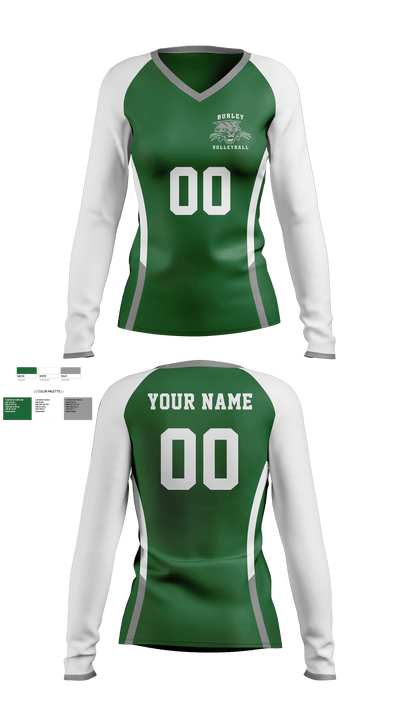 Burley High School Volleyball 52581207 Women's Long Sleeve V-neck Shirt - 1
