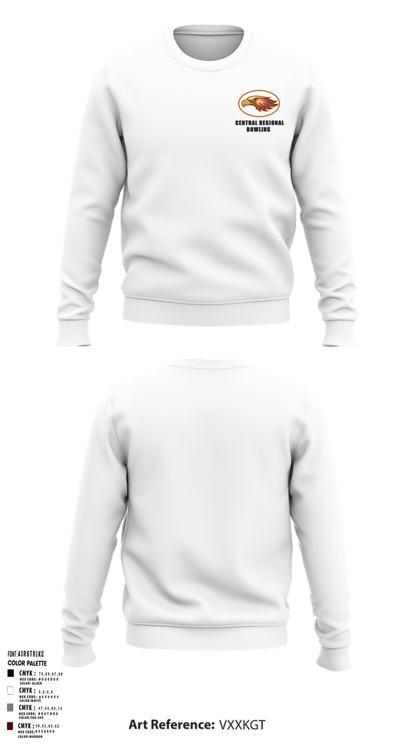 Crew Neck Sweatshirt, Central Regional High School Bowling, Bowling, Teamtime, Team time, sublimation, custom sports apparel, team uniforms, spirit wear, spiritwear, sports uniforms, custom shirts, team store, custom team store, fundraiser sports, apparel fundraiser
