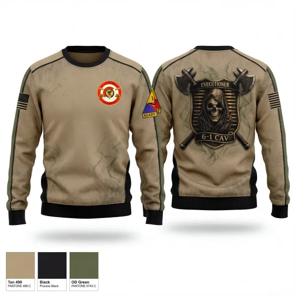 Crew Neck Sweatshirt, E Trp, 6-1 CAV, Army, Teamtime, Team time, sublimation, custom sports apparel, team uniforms, spirit wear, spiritwear, sports uniforms, custom shirts, team store, custom team store, fundraiser sports, apparel fundraiser