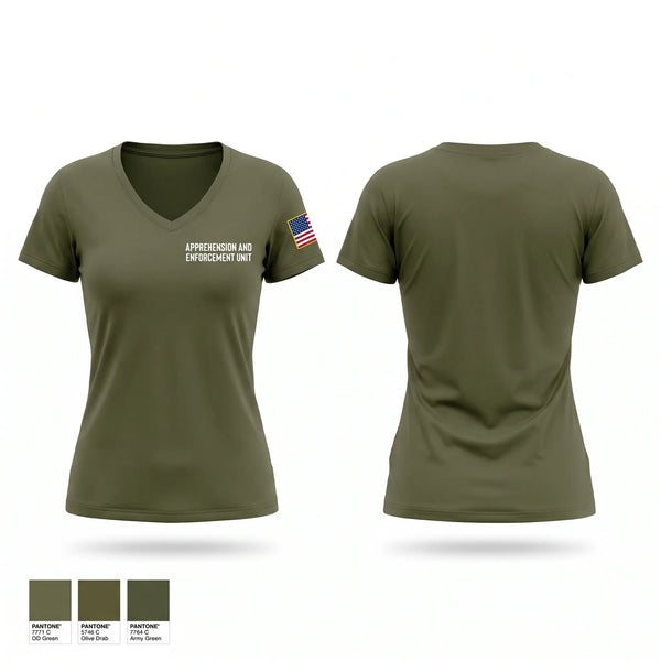 Womens Short Sleeve Vneck Shirt, Apprehension and Enforcement Unit, Police, Teamtime, Team time, sublimation, custom sports apparel, team uniforms, spirit wear, spiritwear, sports uniforms, custom shirts, team store, custom team store, fundraiser sports, apparel fundraiser