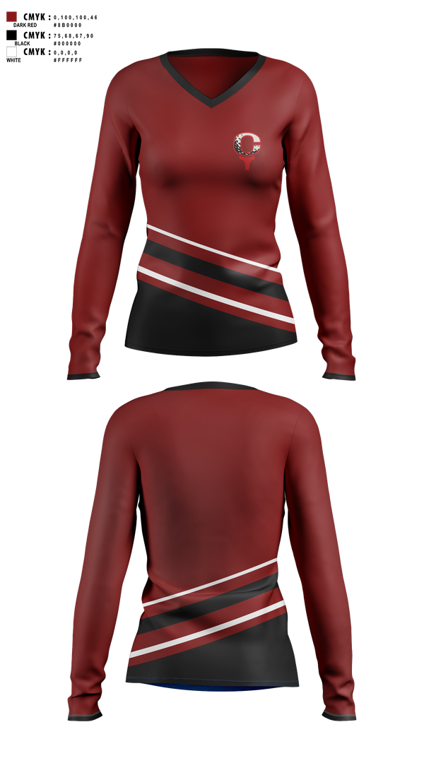 Womens Long Sleeve Vneck Shirt, Kings, Golf, Teamtime, Team time, sublimation, custom sports apparel, team uniforms, spirit wear, spiritwear, sports uniforms, custom shirts, team store, custom team store, fundraiser sports, apparel fundraiser