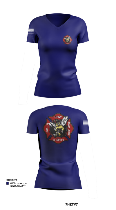 B-Shift 61265399 Women's Short Sleeve V-neck Shirt - 101