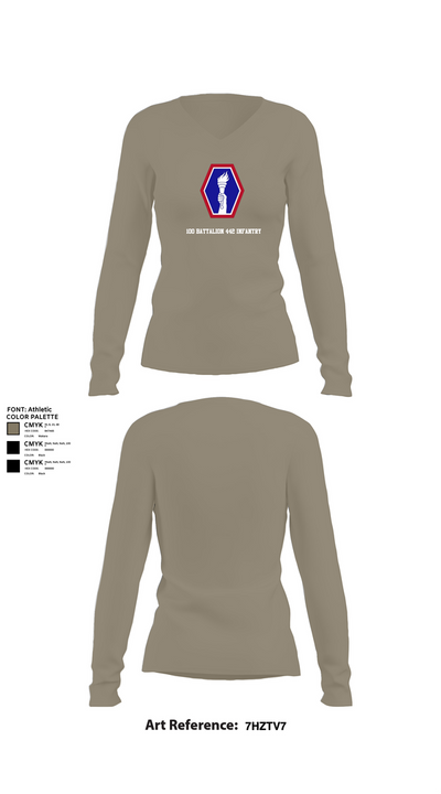 100 Battalion 442 Infantry 61089224 Women's Long Sleeve V-neck Shirt - 62