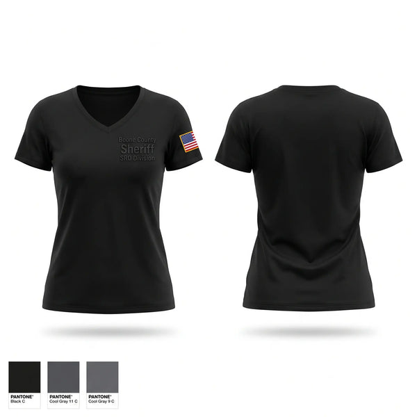 Womens Short Sleeve Vneck Shirt, Boone County Sheriff / SRO Division, Police, Teamtime, Team time, sublimation, custom sports apparel, team uniforms, spirit wear, spiritwear, sports uniforms, custom shirts, team store, custom team store, fundraiser sports, apparel fundraiser