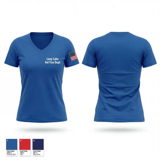 Womens Short Sleeve Vneck Shirt, Long Lake Vol. Fire Dept., Fire Department, Teamtime, Team time, sublimation, custom sports apparel, team uniforms, spirit wear, spiritwear, sports uniforms, custom shirts, team store, custom team store, fundraiser sports, apparel fundraiser